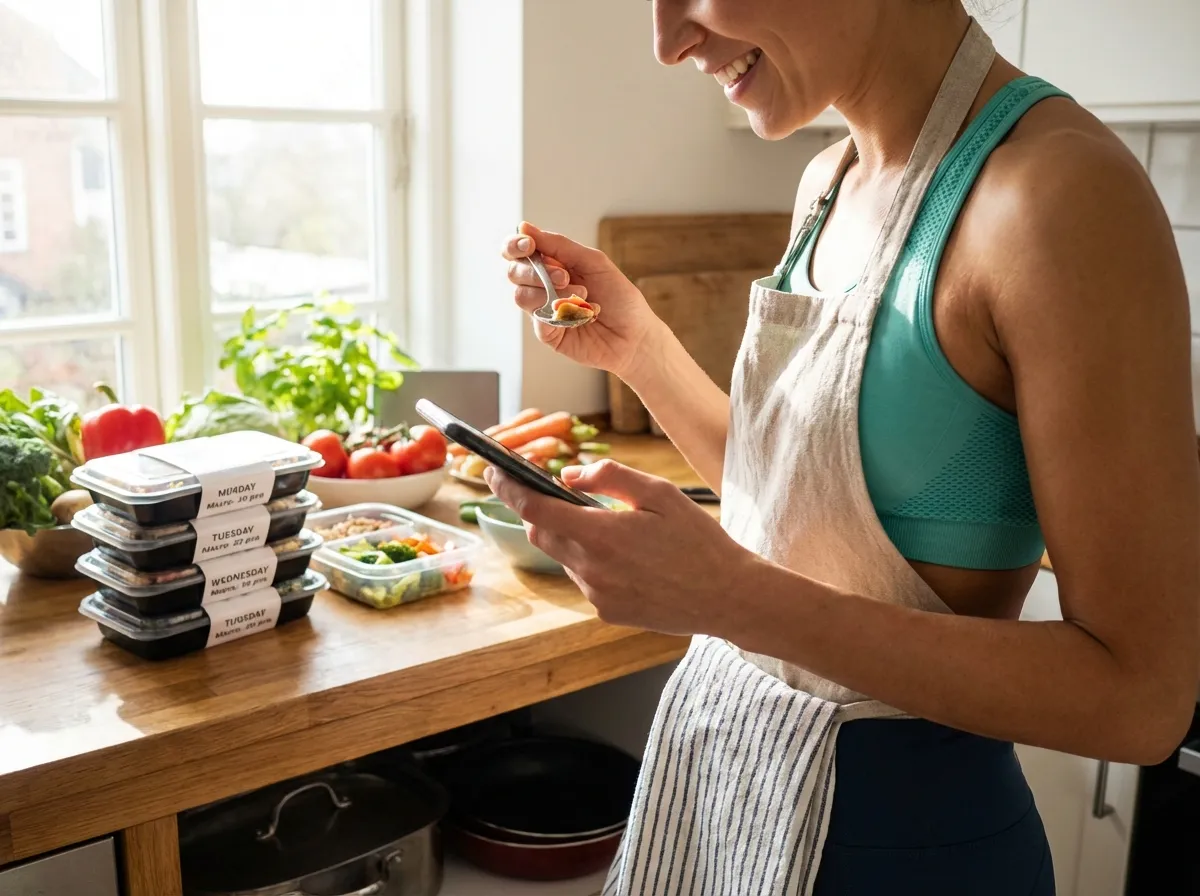Logging macros while taste testing a protein recipe.