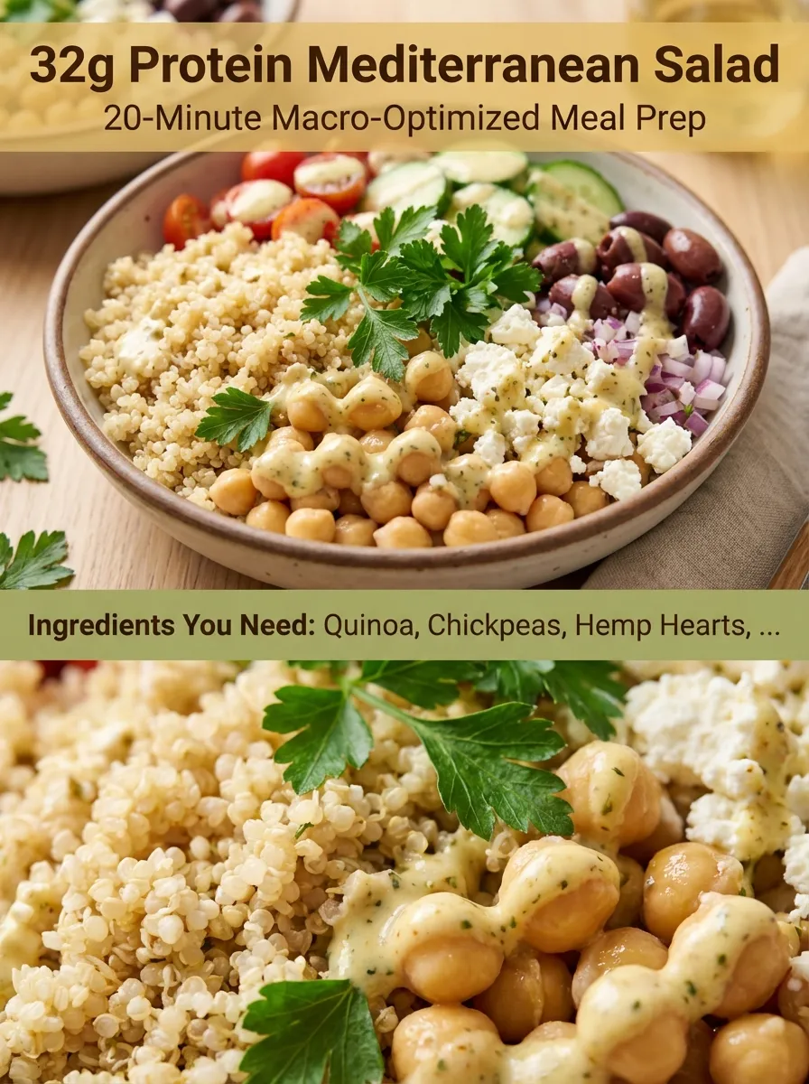 Pinterest graphic for 20-Minute High-Protein Mediterranean Chickpea Salad