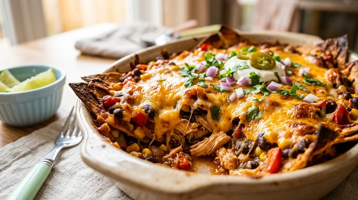 One-Pan High-Protein Chicken Burrito Casserole