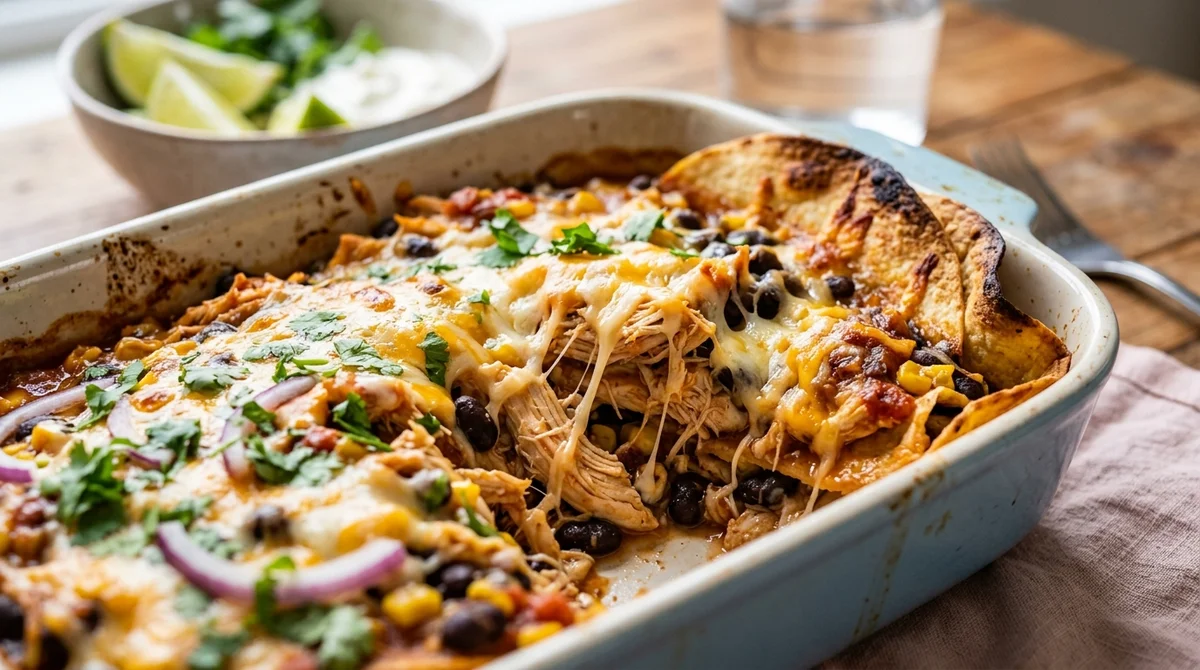 Healthy High-Protein Chicken Burrito Casserole