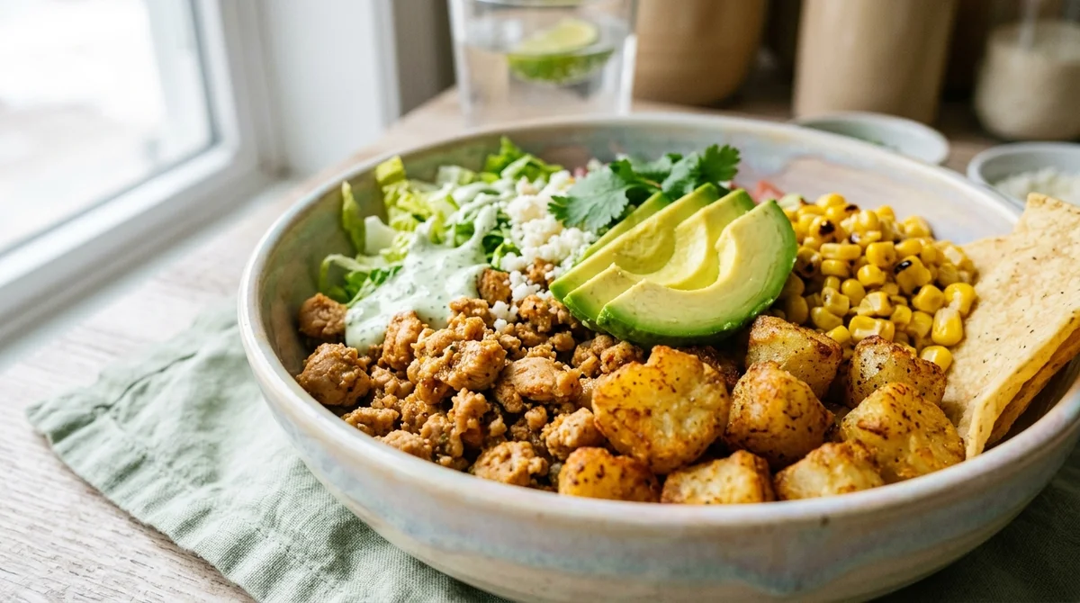 30-Minute High-Protein Loaded Potato Taco Bowl