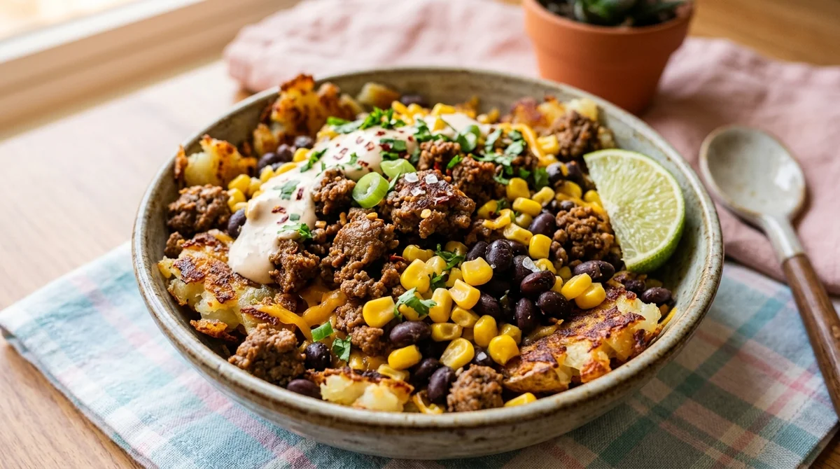 Budget High-Protein Potato Taco Bowl