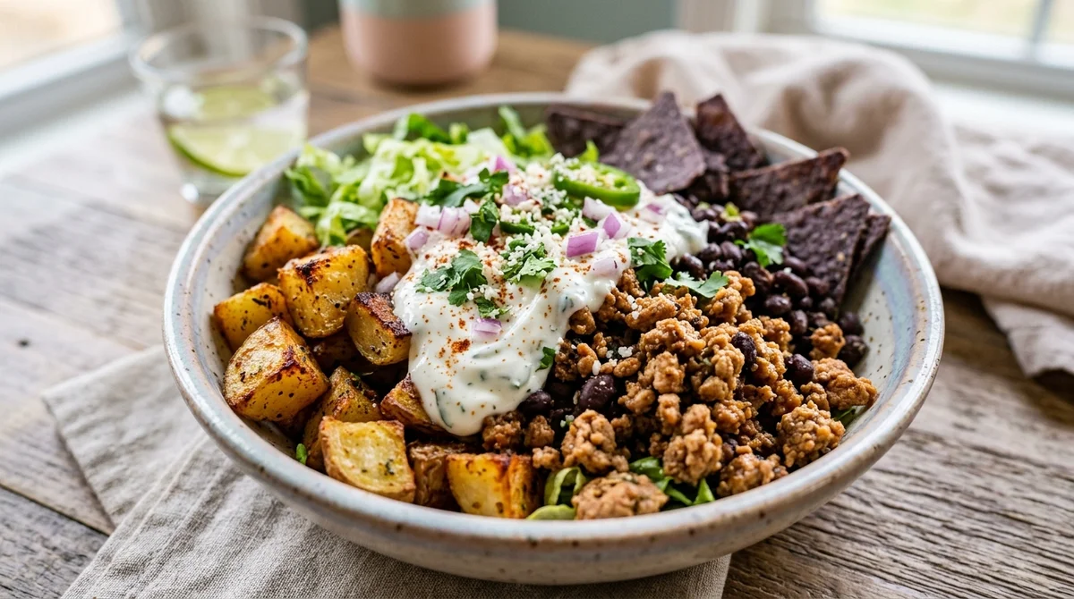 Macro-Friendly Loaded Potato Taco Bowl