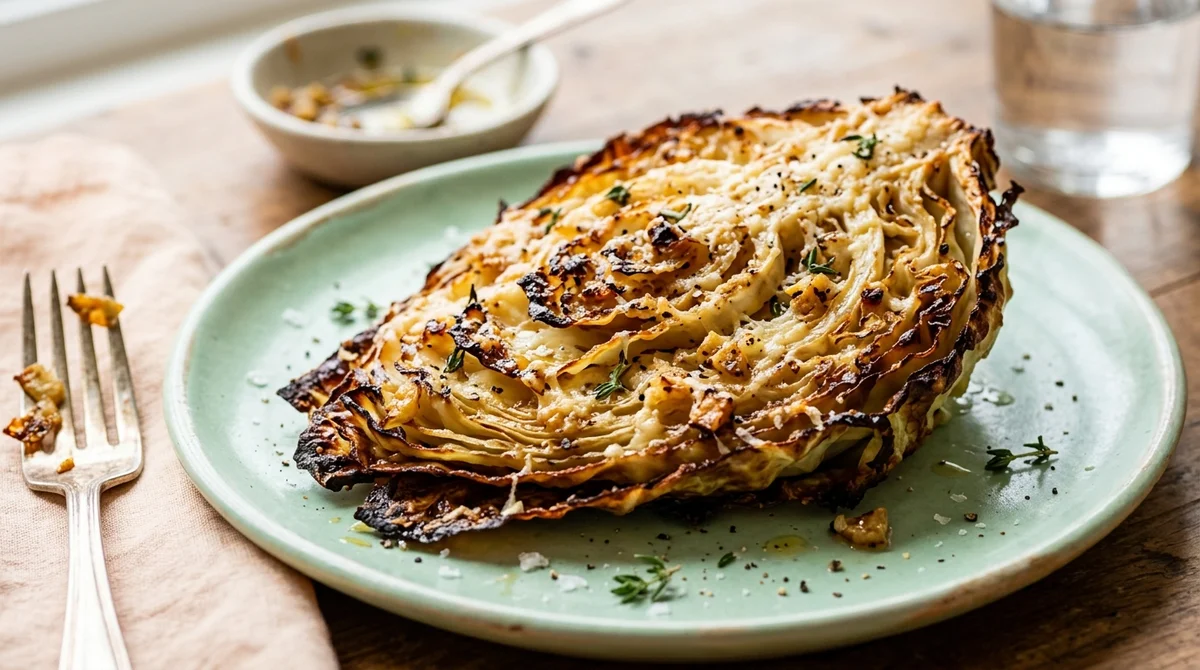 Quick High-Protein Roasted Cabbage Steaks with Garlic