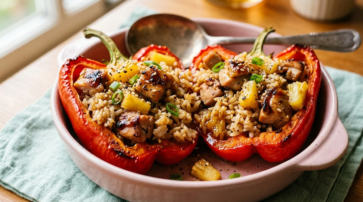 Quick 30-Minute Teriyaki Pineapple Chicken Stuffed Peppers – High-Protein Dinner