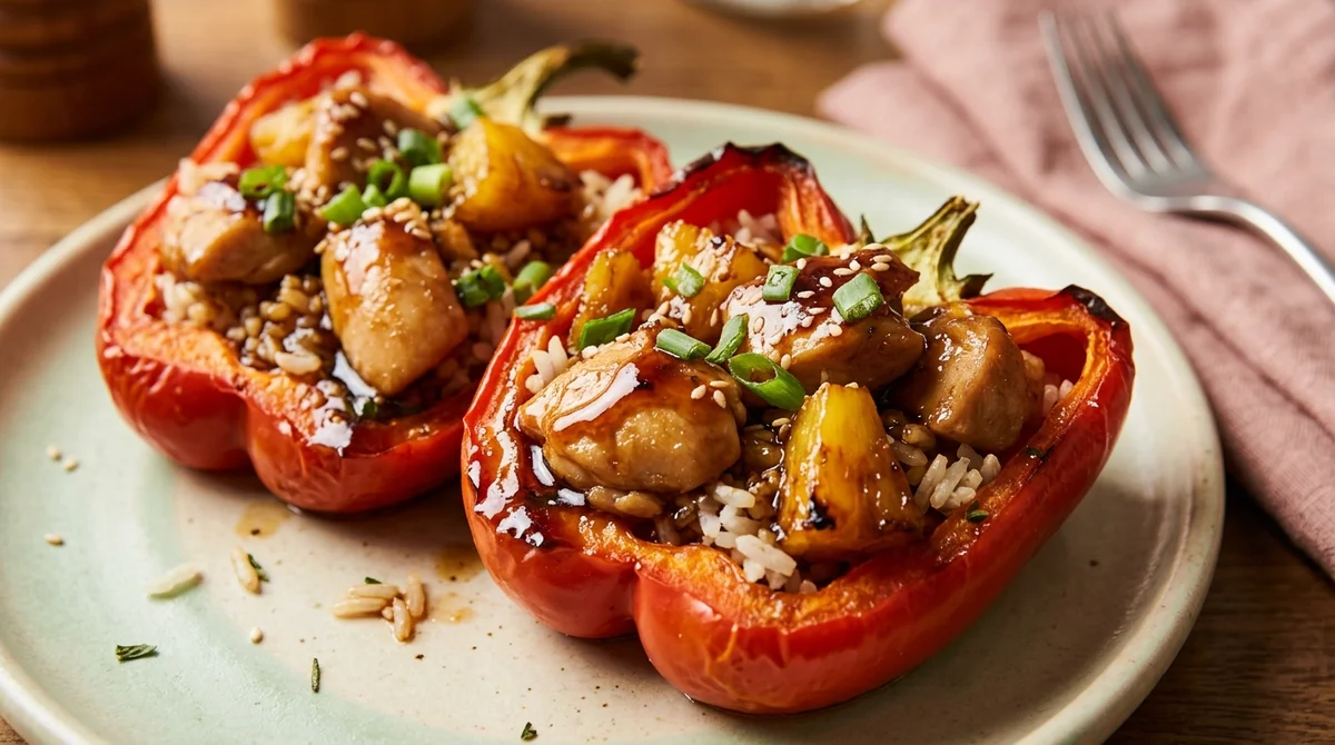 Budget-Friendly Teriyaki Pineapple Chicken Stuffed Peppers – Easy High-Protein Dinner