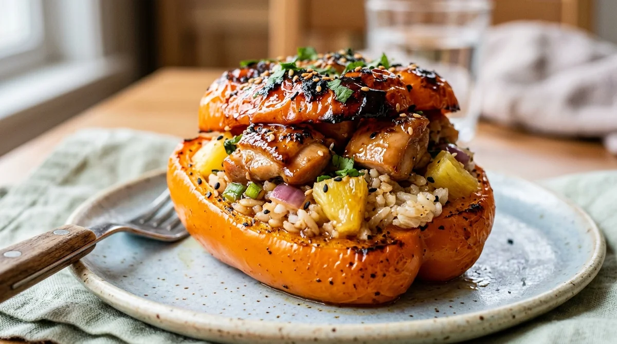 One-Pan Teriyaki Pineapple Chicken Stuffed Peppers – Quick High-Protein Dinner