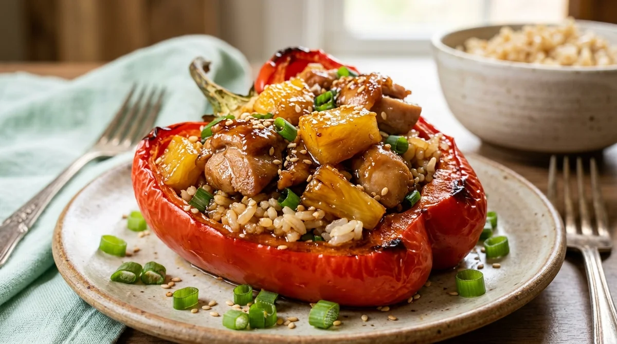 Air Fryer Teriyaki Pineapple Chicken Stuffed Peppers – Quick High-Protein Meal