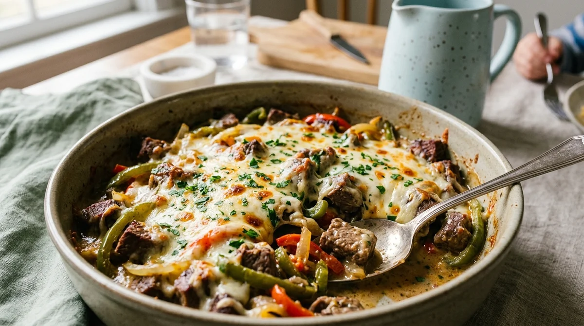 Family-Friendly Cheesesteak Bake