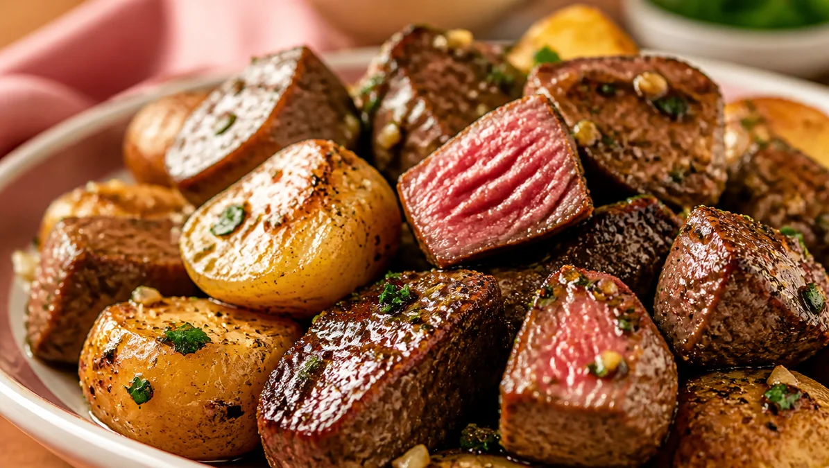 Garlic Steak Bites & Potatoes: Fast Easy High-Protein Meal