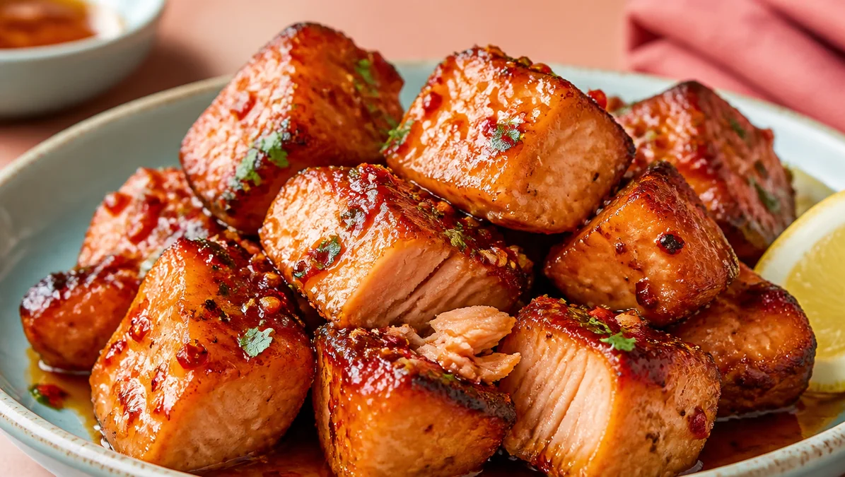 Hot Honey Salmon Bites