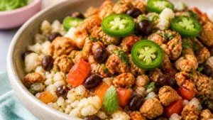 Easy Macro-Friendly Meal: Ground Turkey & Cauliflower Rice Bowl