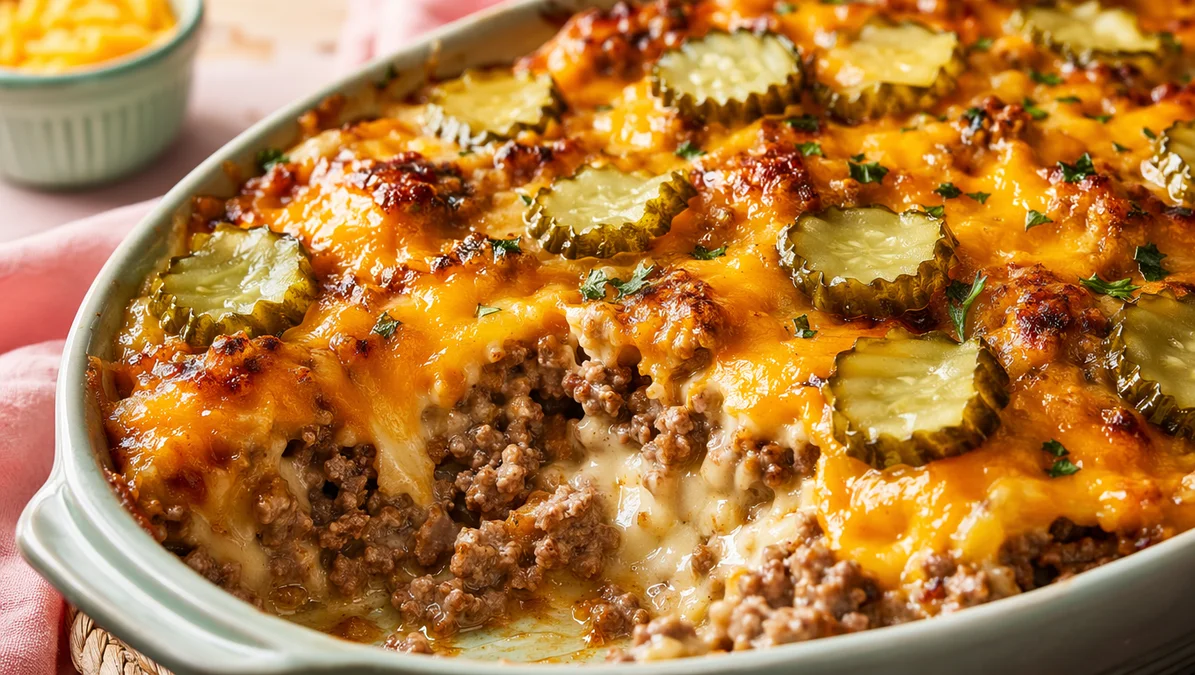 Easy High-Protein Turkey Cheeseburger Casserole Dinner