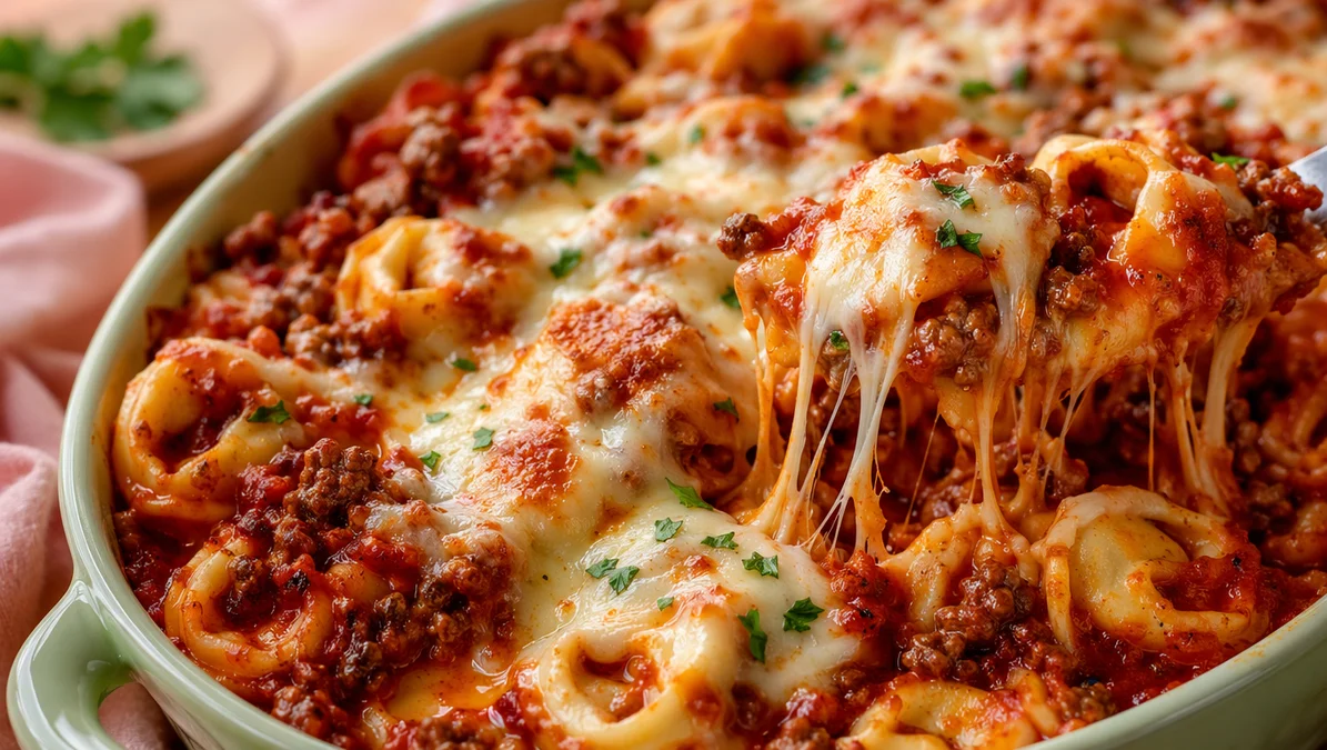 Quick High-Protein Cheesy Baked Tortellini Dinner
