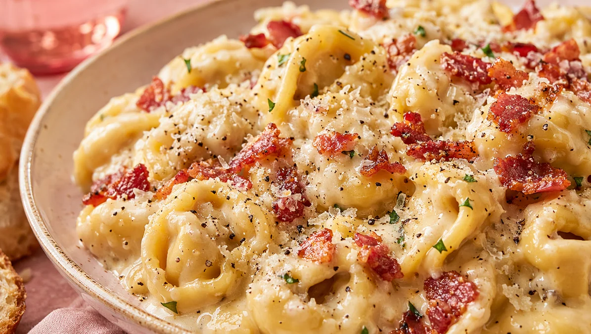 High-Protein Tortellini Carbonara in 30 Minutes