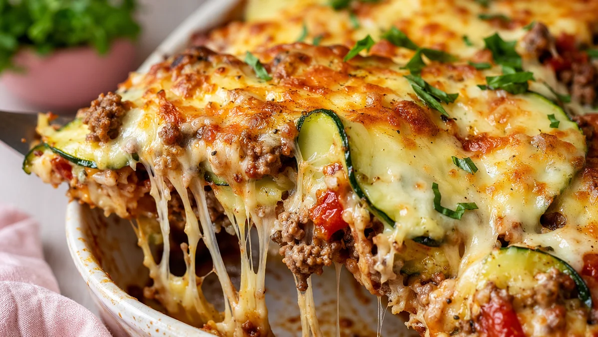 Quick High-Protein Cheesy Zucchini Pizza Casserole