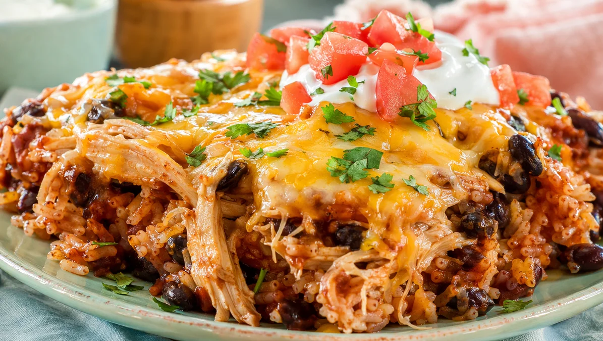 Chicken Enchilada Rice Casserole (35 minutes)