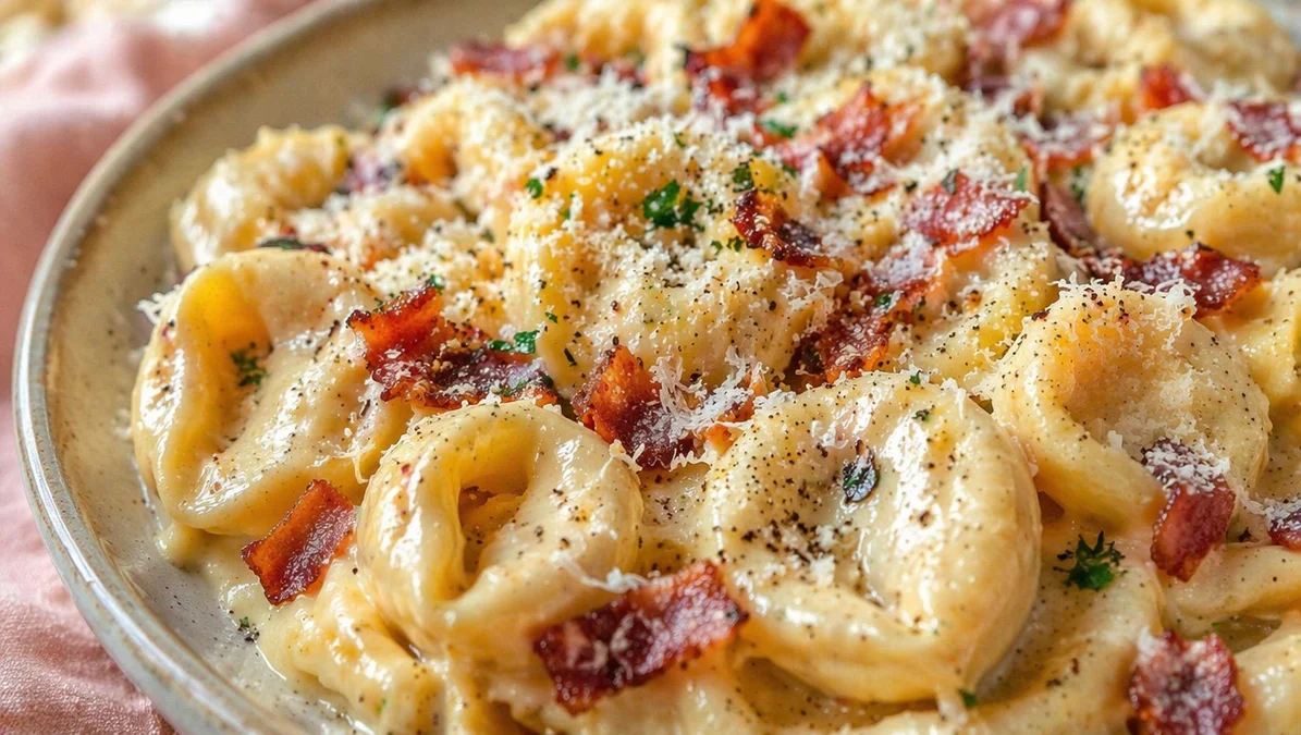 Easy Carbonara with Tortellini