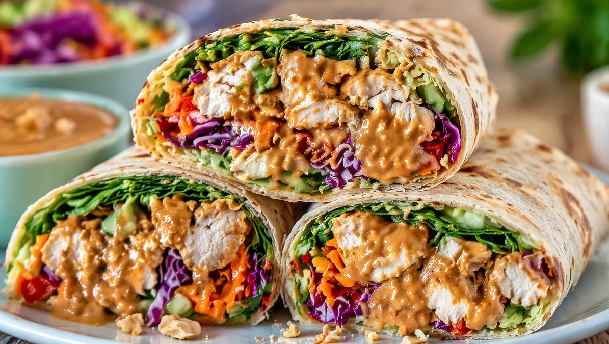 Quick Peanut Chicken Wraps
