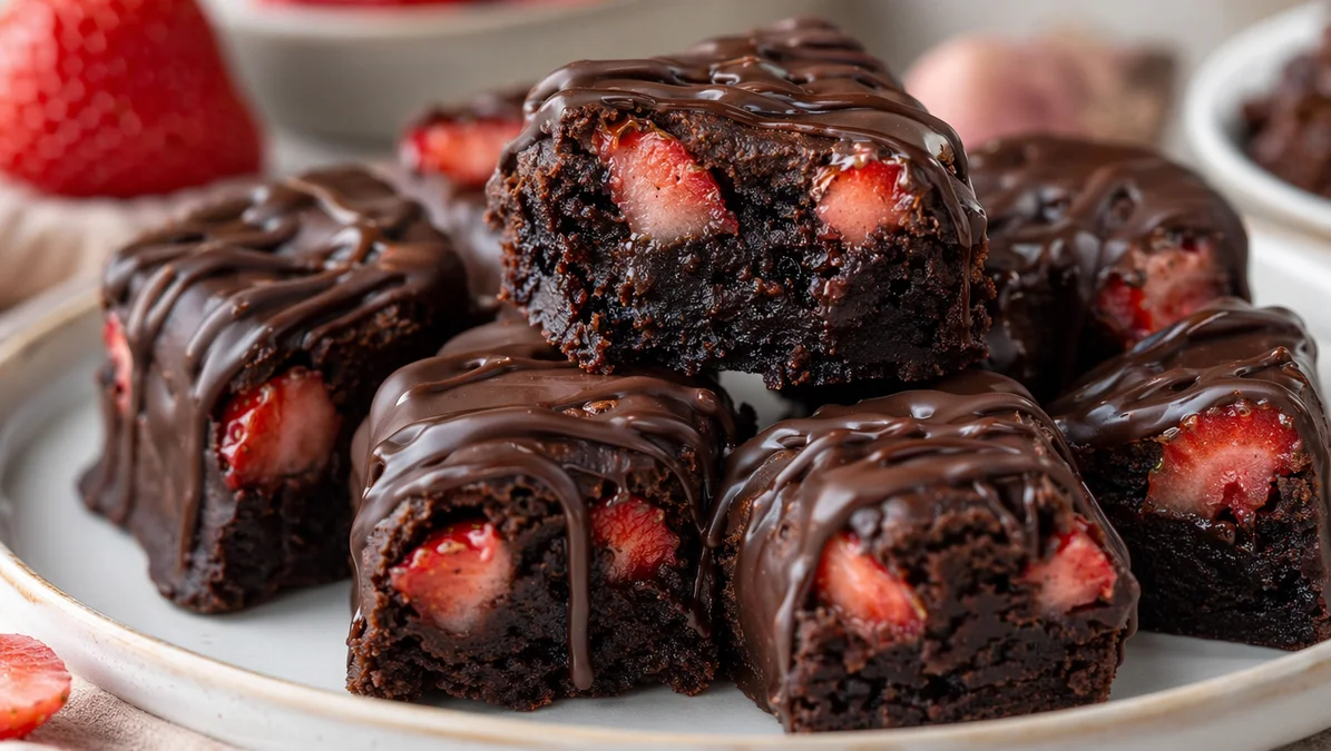 Strawberry Cocoa Brownie Bites