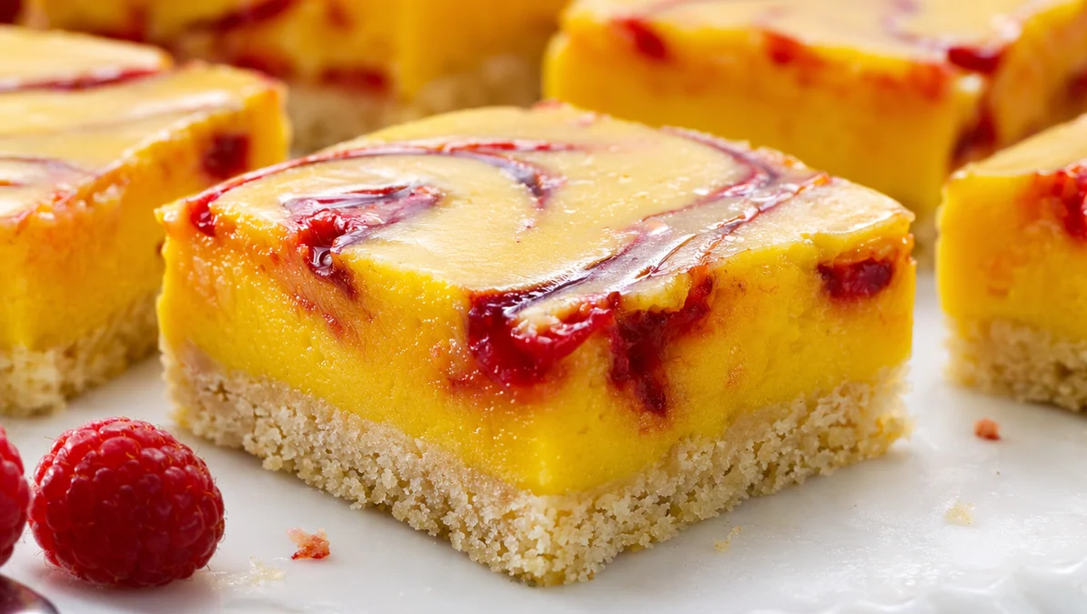 Raspberry Swirl Mango Bars