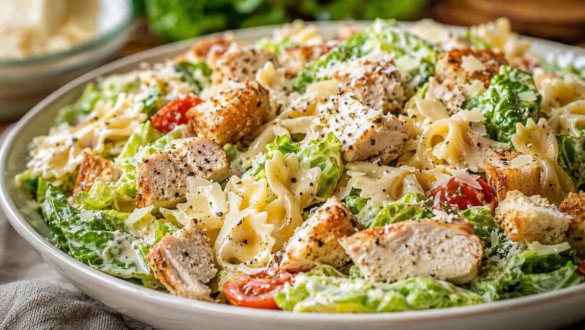Easy Chicken Caesar Pasta Salad Recipe