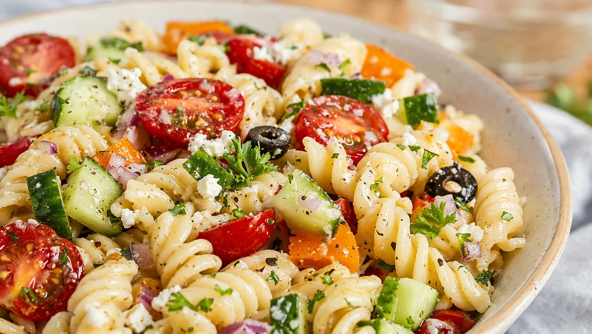 the easiest PASTA SALAD, make ahead