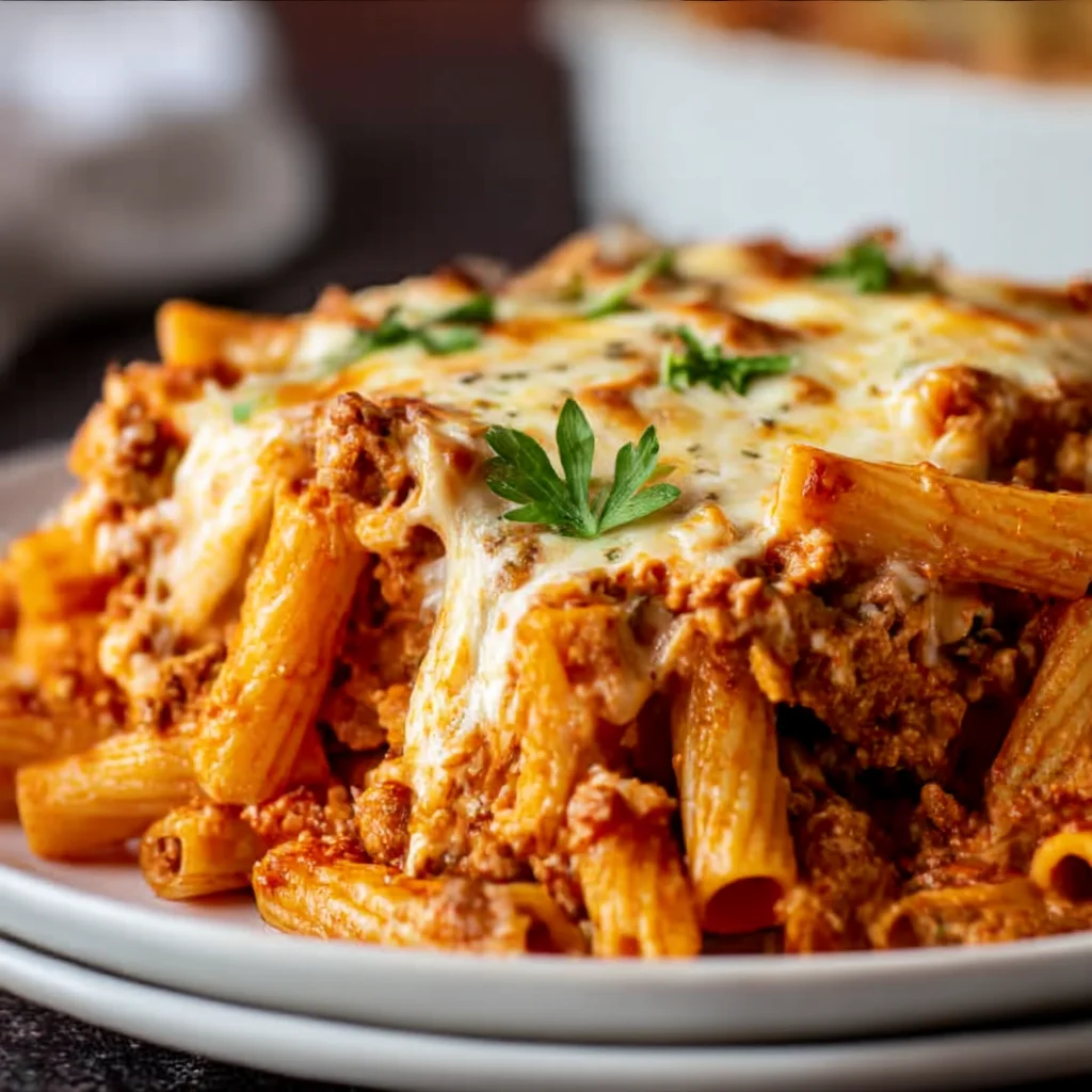 Healthy High Protein Cottage Cheese Baked Ziti with Creamy Marinara
